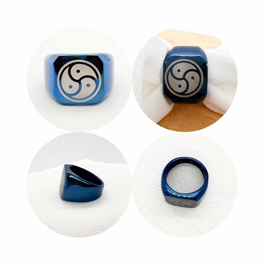 blue bdsm symbol triskelion ring